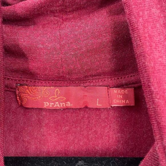 Prana Women's Cowl Neck Stretch High Low Hem Long Sleeve T-Shirt Red Size Large - Picture 3 of 8